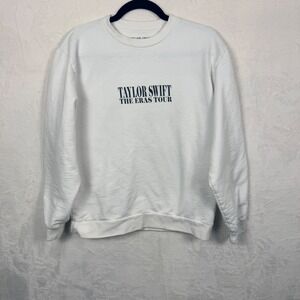 Taylor Swift The Eras Tour White Crewneck Sweatshirt Size M Oversized TTPD